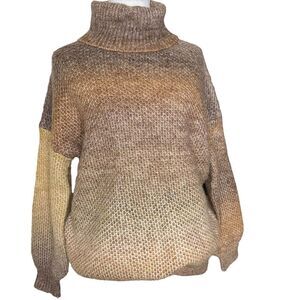 Entro Brown Baggy Oversized Turtleneck Relaxed Boho Western Warm Sweater Top